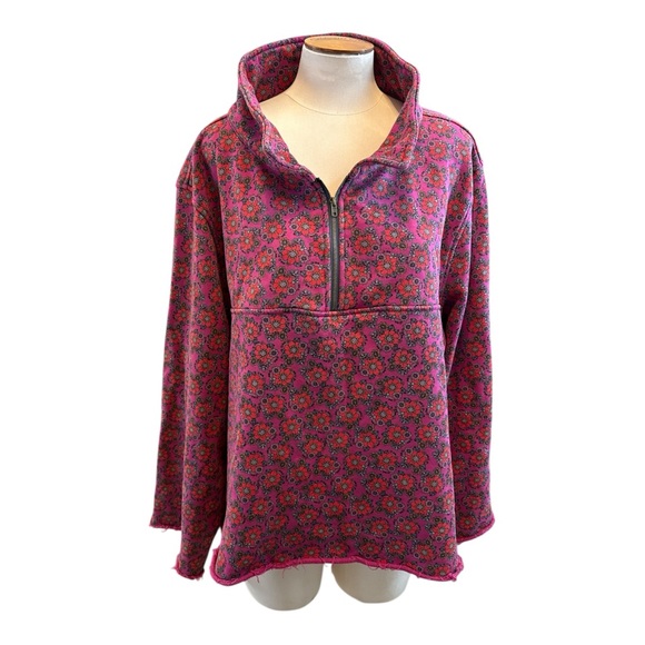 NATURAL LIFE Tops - Natural Life Vibrant Floral Pullover/ Quarter Zip